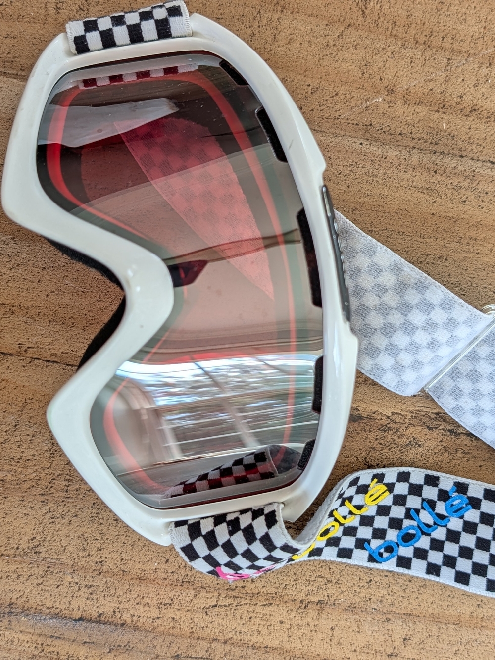 Bolle Snowboard Goggles, women,  Checkered Strap and Pink-Tinted Lens